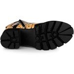 Colorful Printed Platform Lace-Up Combat Boots for Women