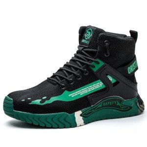Lightweight Green Steel Toe Work Sneakers 0297
