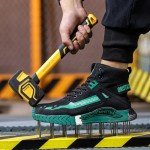 Lightweight Green Steel Toe Work Sneakers 0297