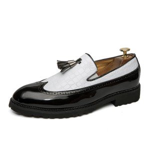 HuitJours Men's Colorful Tassel Loafers, Two Tone