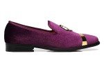Stylish Purple Velvet Loafers with Gold Accent