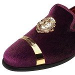 Stylish Purple Velvet Loafers with Gold Accent
