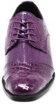 Purple Alligator Print Lace-Up Oxfords for Men