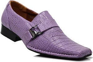 Lavender Crocodile Print Slip-On Loafers for Men