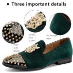 Men's Green Velvet Loafers with Metal Details