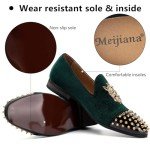 Men's Green Velvet Loafers with Metal Details