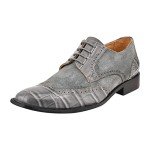 Men's Grey Crocodile Print Leather Dress Shoes