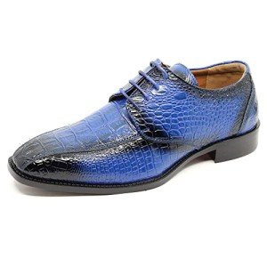 Royal Blue Alligator Print Oxford Dress Shoes
