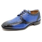 Royal Blue Alligator Print Oxford Dress Shoes