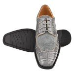 Men's Grey Crocodile Print Leather Dress Shoes