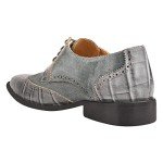Men's Grey Crocodile Print Leather Dress Shoes
