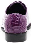 Purple Alligator Print Lace-Up Oxfords for Men