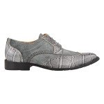 Men's Grey Crocodile Print Leather Dress Shoes