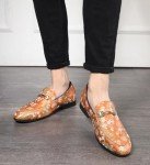 Colorful Men's Slip On Moccasins - Orange 10.5