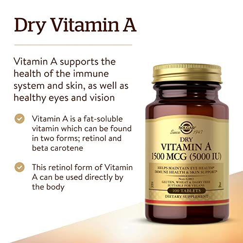 Dry Vitamin A 1500 mcg (5000 IU) Solgar 100 Tabs