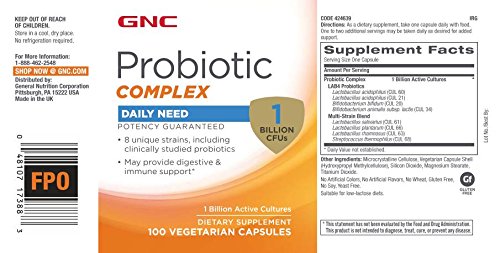 GNC Daily Probiotic Complex, 1 Billion CFUs, 100 Capsules