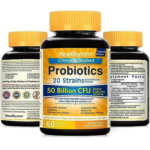 NewRhythm Probiotics: 50 Billion CFU, Stomach Acid Resistant