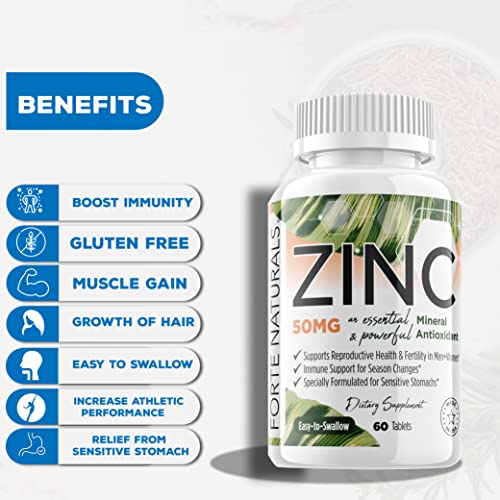 Zinc 50mg Daily Supplements for Sensitive Stomachs (60)