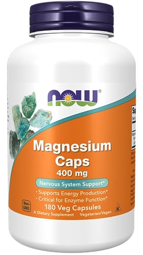 NOW Supplements, Magnesium 400 mg, Enzyme Function*, Nervous System Support*, 180 Veg Capsules