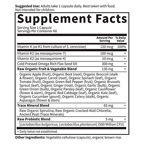 Garden of Life Vitamin K Complex for Bone & Heart, Omega Rich Flax Seed Oil, Probiotics