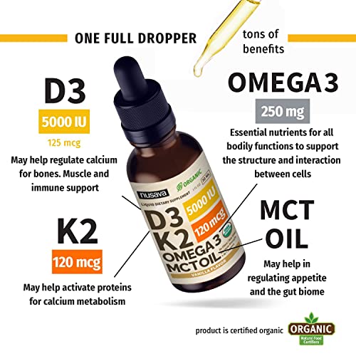 Organic Vitamin D3 K2 Drops (2 Pack)