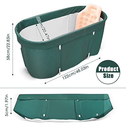LIVOSA Foldable Adult Bathtub with Backrest - Dark Green