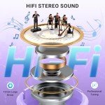 Purple Wireless Earbuds with Noise Cancelling & LED Display