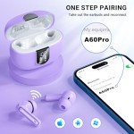 Purple Wireless Earbuds with Noise Cancelling & LED Display