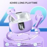 Purple Wireless Earbuds with Noise Cancelling & LED Display