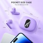 Purple Wireless Earbuds with Noise Cancelling & LED Display