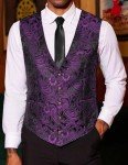 Purple Paisley Slim Fit Steampunk Waistcoat