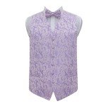 Lilac Floral Wedding Tuxedo Waistcoat & Bow Tie Set