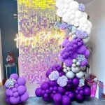 Dark Purple and White 60-Piece Balloons Set