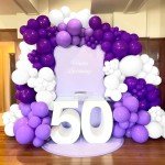 Dark Purple and White 60-Piece Balloons Set