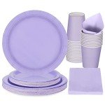 Purple Party Tableware Set for 24 Guests