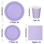 Purple Party Tableware Set for 24 Guests