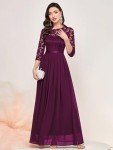Women's Vintage Floral Lace Dress - Magenta