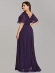 Plus Size Purple Ruffles Sleeve A-Line Bridesmaid Dress