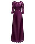 Women's Vintage Floral Lace Dress - Magenta