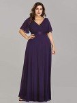 Plus Size Purple Ruffles Sleeve A-Line Bridesmaid Dress