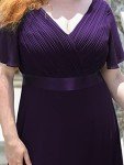 Plus Size Purple Ruffles Sleeve A-Line Bridesmaid Dress