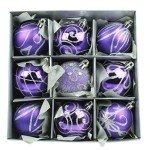 Shiny and Matte Purple & Silver Christmas Baubles (9 Pack