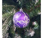 Shiny and Matte Purple & Silver Christmas Baubles (9 Pack