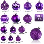 Purple Shatterproof Christmas Baubles (Pack of 100)