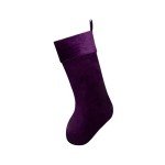 Purple Velvet Embroidered Glitter Cuff Christmas Stocking