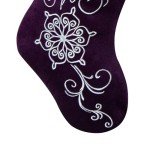 Purple Velvet Embroidered Glitter Cuff Christmas Stocking