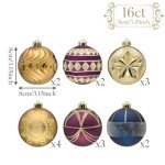 VALERY MADELYN Copper, Purple & Blue Christmas Tree Ornaments (Pack of 16)
