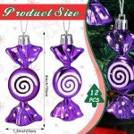Purple Peppermint Candy Ornaments for Christmas (Pack of 12)