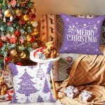 Purple Snowflake Christmas Cushion Covers (Set of 4)