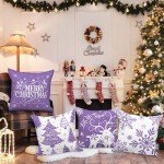 Purple Snowflake Christmas Cushion Covers (Set of 4)